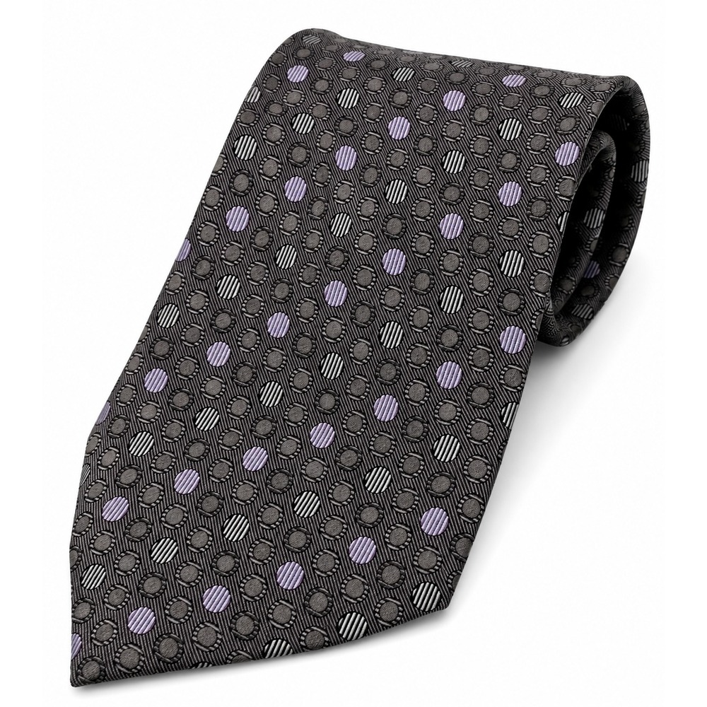 Perry Ellis Portfolio Men's Gray Geometric Silk Fabric Novelty Neck Tie